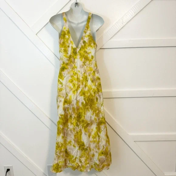 Joie Maple Tie Dye Printed Silk V-Neck Georgette Sleeveless Midi Slip Dress XS - Picture 4 of 10